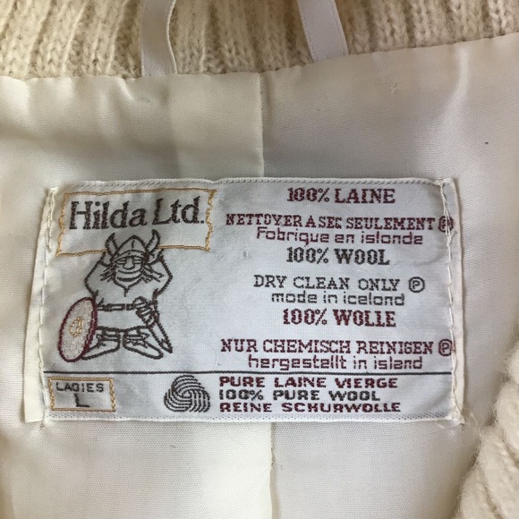 Hilda Ltd Womens Sweater Ivory Wool Knit Iceland L - Picture 5 of 5